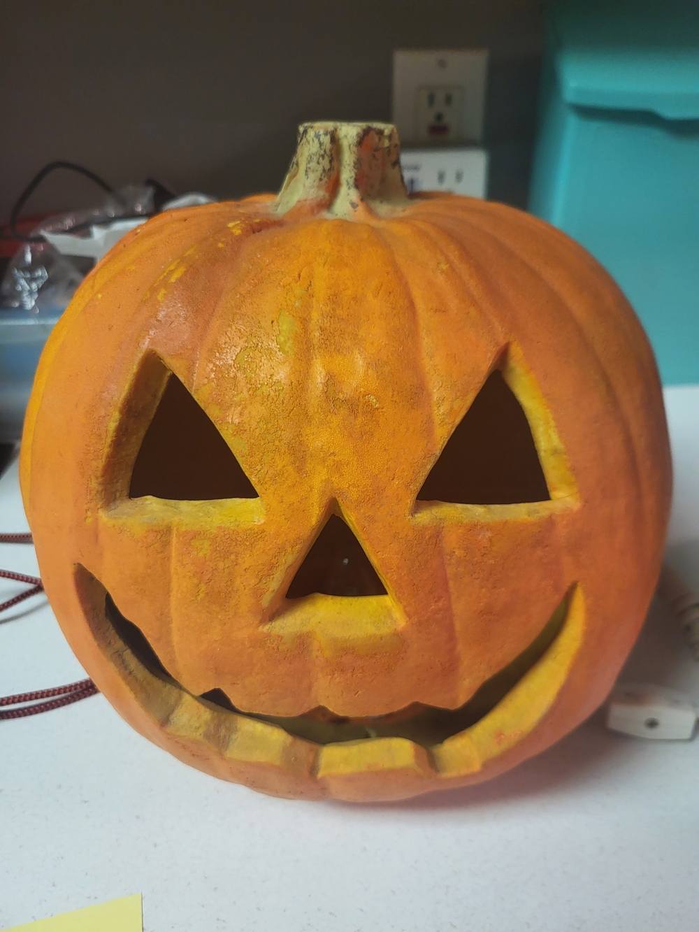 TRENDMASTERS 1993 Pumpkin Halloween Light Up Foam Blow Mold Jack-O-Lantern 90s